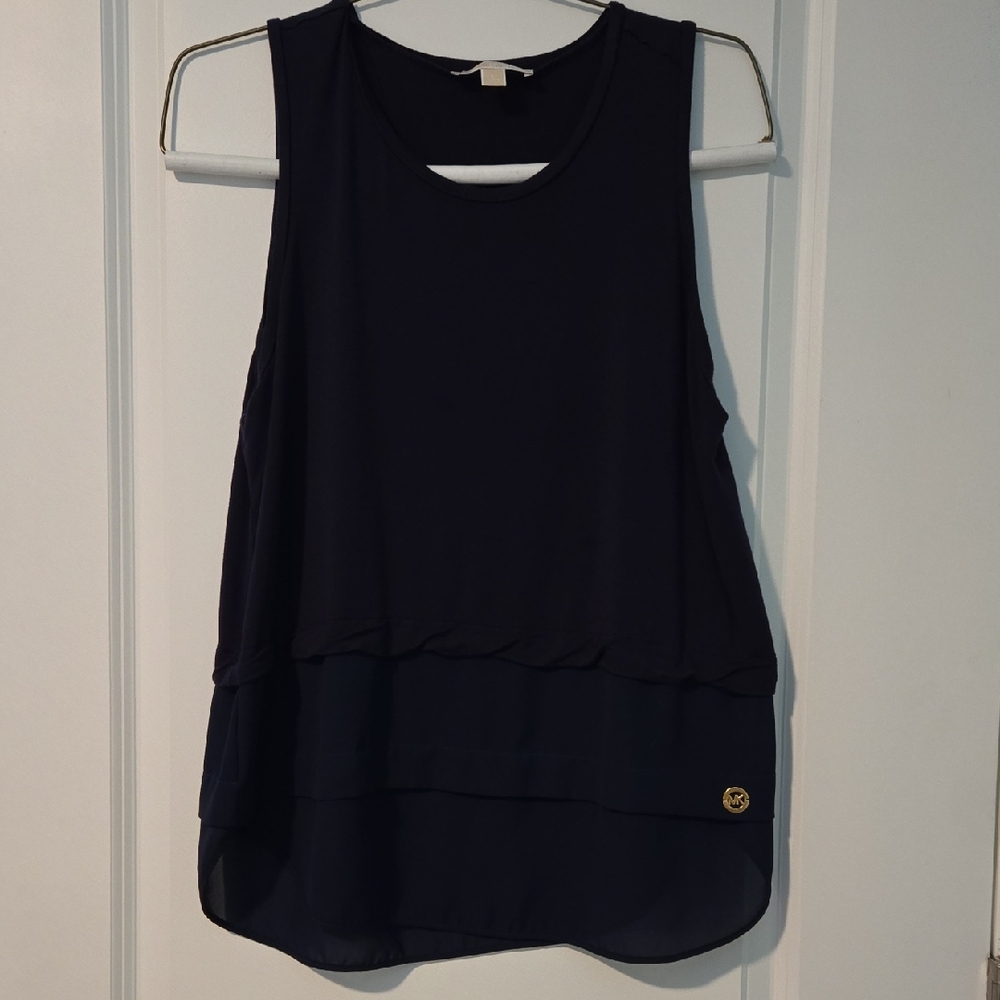 Michael Kors Dark Blue Layered Tank Top Blouse